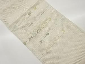 絽横段に幾何学模様織出し名古屋帯